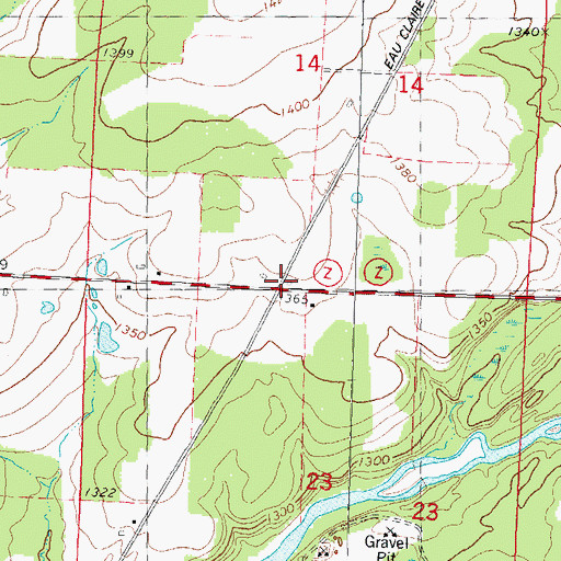 Topographic Map of Dewey School (historical), WI