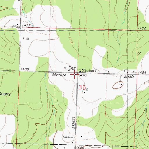 Topographic Map of Granite School (historical), WI