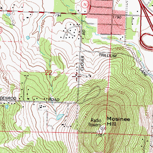 Topographic Map of Mosinee Hill School (historical), WI