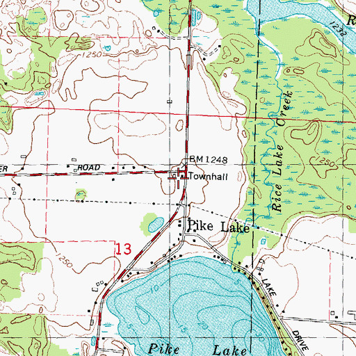 Topographic Map of Pike Lake School (historical), WI