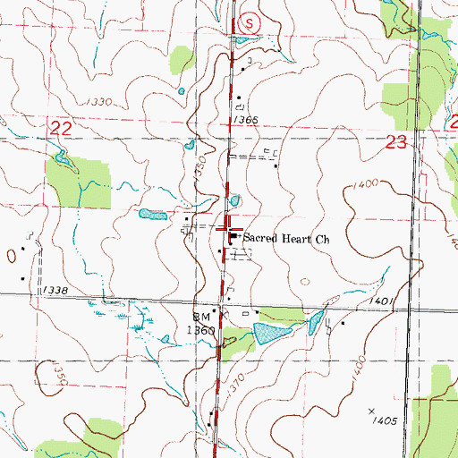 Topographic Map of Sacred Heart School (historical), WI