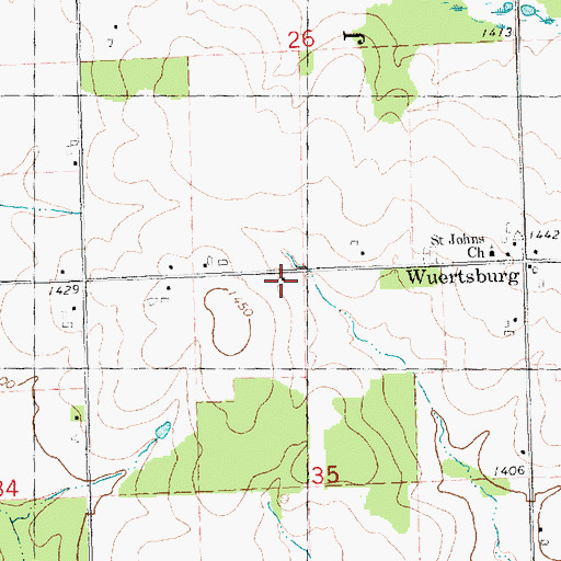 Topographic Map of Silver Leaf School (historical), WI
