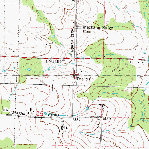 Topographic Map of Trinity School (historical), WI
