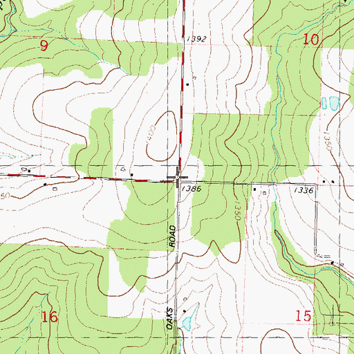 Topographic Map of Twin Oaks School (historical), WI