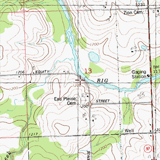 Topographic Map of Weber, WI