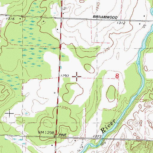 Topographic Map of Woodland School (historical), WI