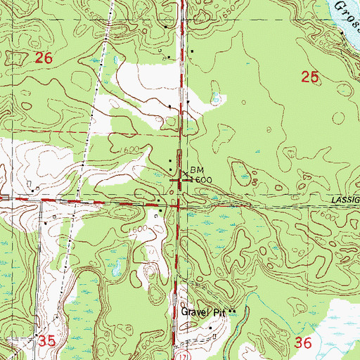 Topographic Map of Gross School (historical), WI