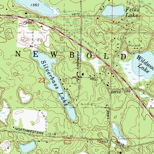 Topographic Map of Wildwood School (historical), WI