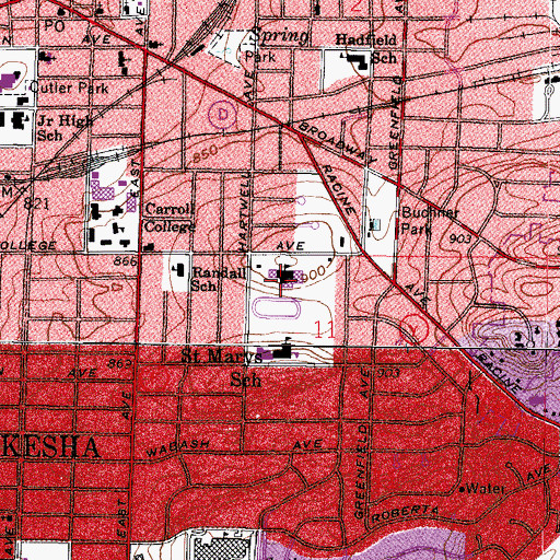 Topographic Map of Catholic Memorial High School, WI