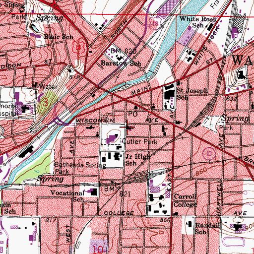 Topographic Map of First Baptist Church, WI
