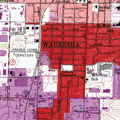 Topographic Map of First Church of the Nazarene, WI