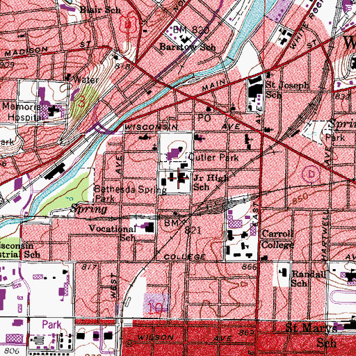 Topographic Map of Central Middle School, WI