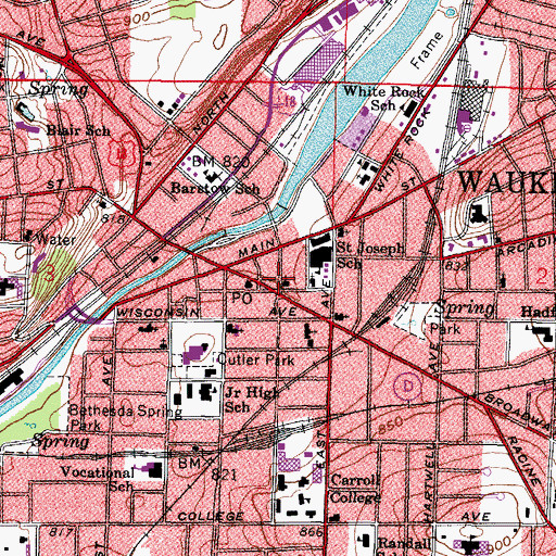 Topographic Map of Salem Evangelical United Brethren Church (historical), WI