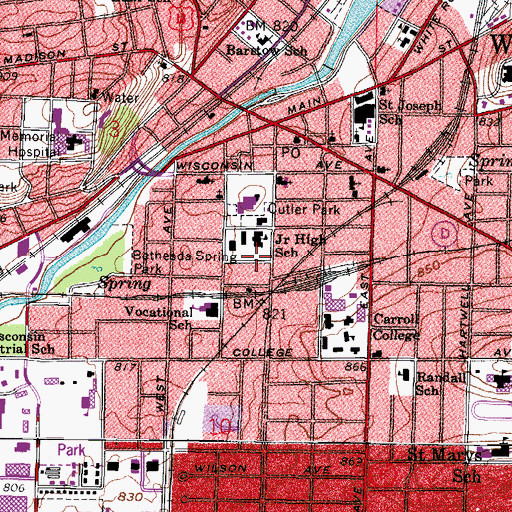 Topographic Map of Union Public School (historical), WI