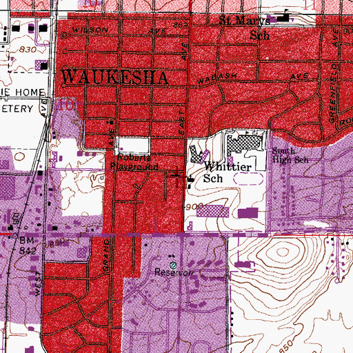 Topographic Map of Waukesha Bible Church, WI