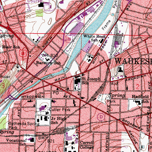 Topographic Map of Waukesha County Historical Society Museum, WI