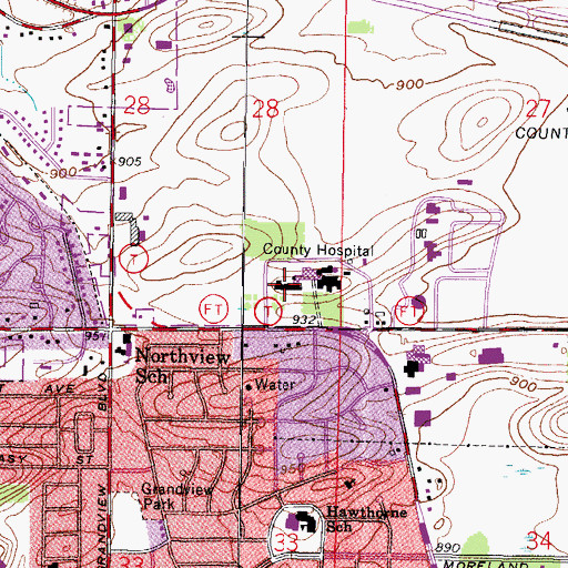 Topographic Map of Waukesha County Home and Infirmary, WI