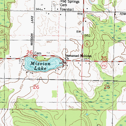 Topographic Map of El Mohican School (historical), WI