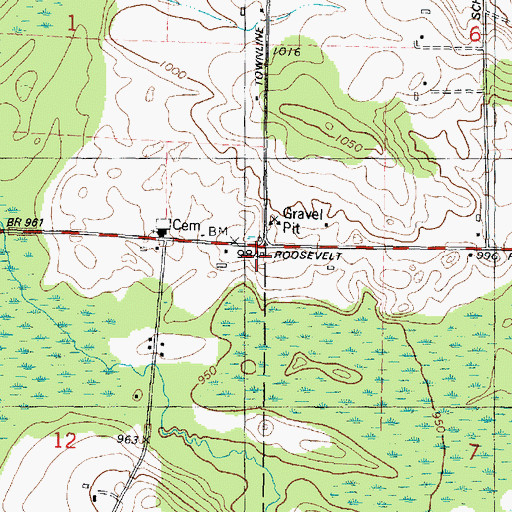 Topographic Map of Range Line School (historical), WI