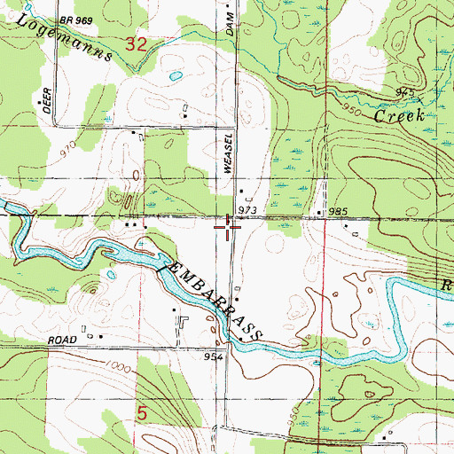 Topographic Map of Weasel Dam School (historical), WI