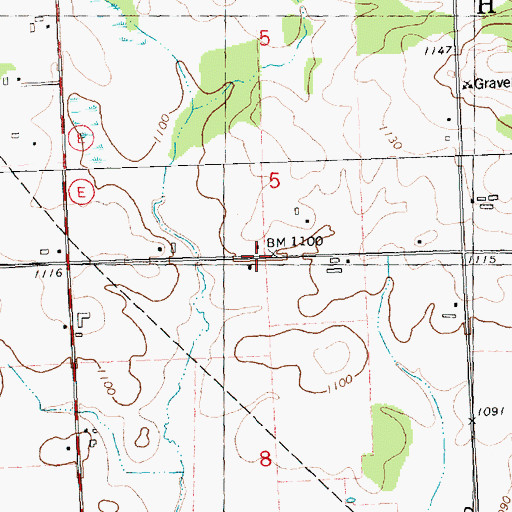 Topographic Map of North Hansen School (historical), WI