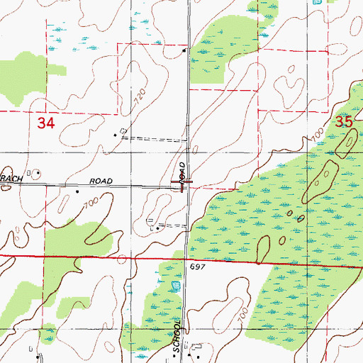 Topographic Map of Behnke School (historical), WI