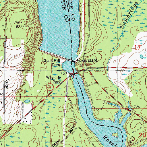Topographic Map of Chalk Hill Bridge, WI