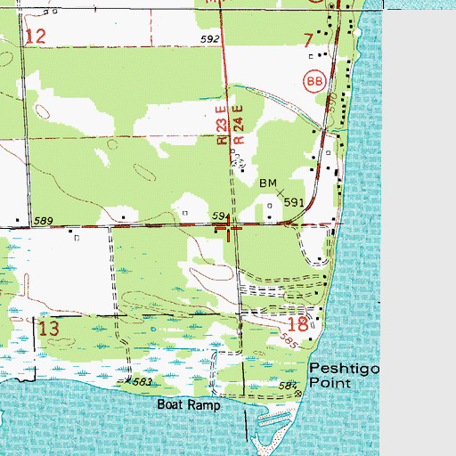Topographic Map of Columbus School (historical), WI