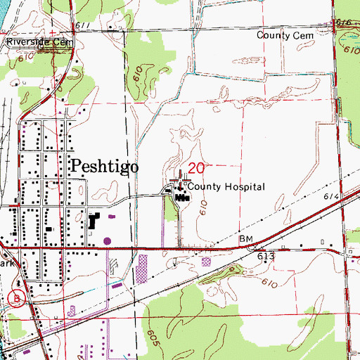 Topographic Map of County Farm Number 2 (historical), WI