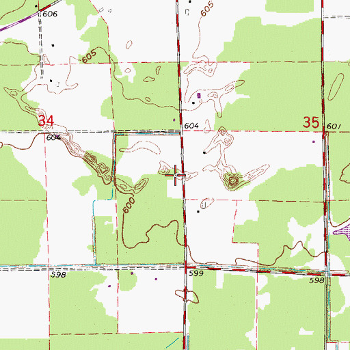 Topographic Map of Grant School (historical), WI