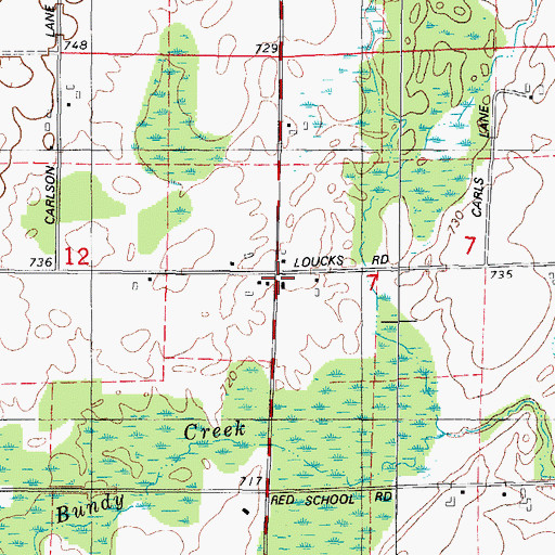 Topographic Map of Grant School (historical), WI