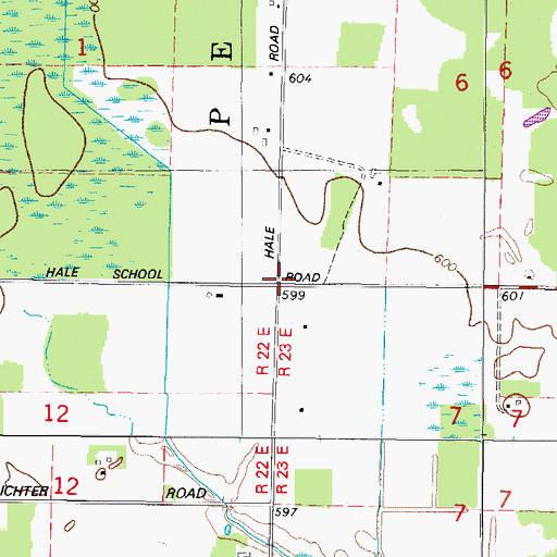 Topographic Map of Hale Road School (historical), WI