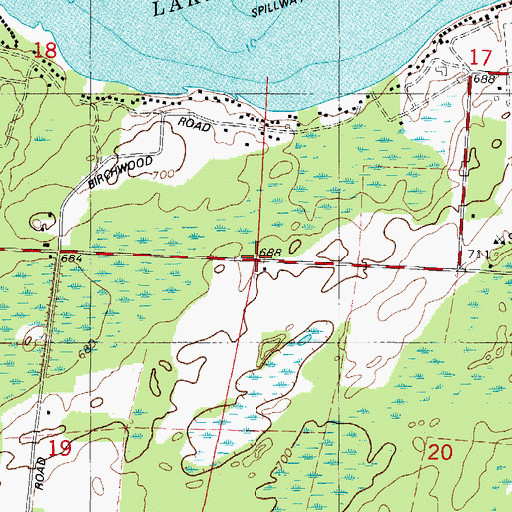Topographic Map of Lake School (historical), WI