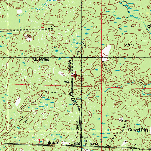 Topographic Map of Munot Quarry, WI