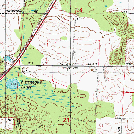 Topographic Map of Popple Grove School (historical), WI