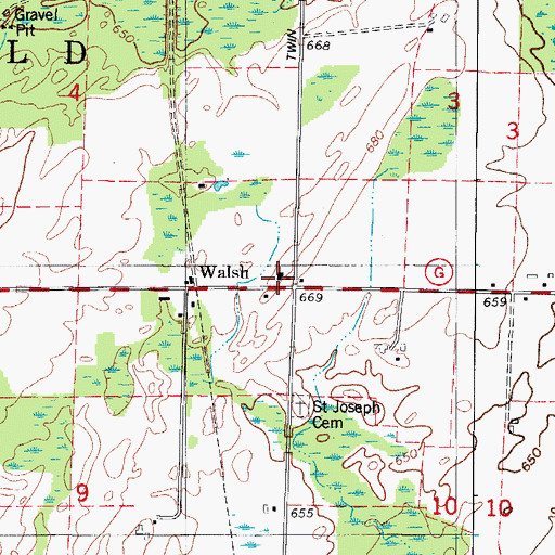 Topographic Map of Saint Joseph Church, WI