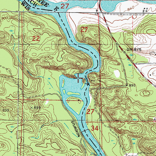 Topographic Map of Sturgeon Falls (historical), WI