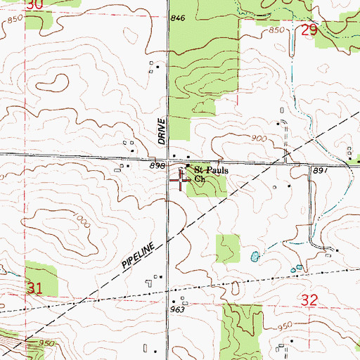 Topographic Map of Saint Paul Lutheran Cemetery, WI
