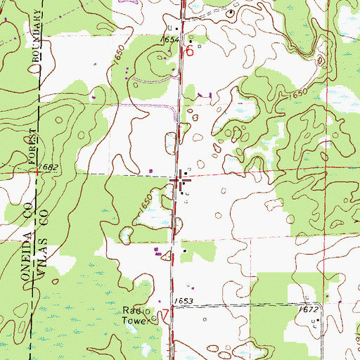 Topographic Map of Bohemian School (historical), WI