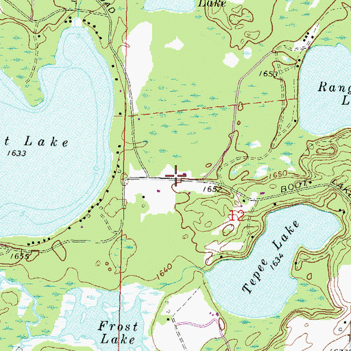 Topographic Map of Boot Lake School (historical), WI