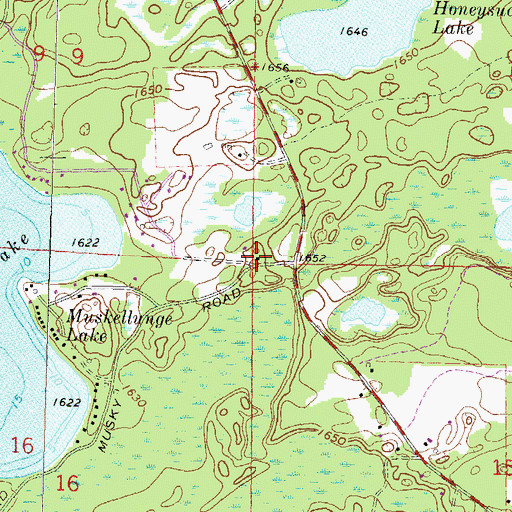 Topographic Map of Muskellunge School (historical), WI