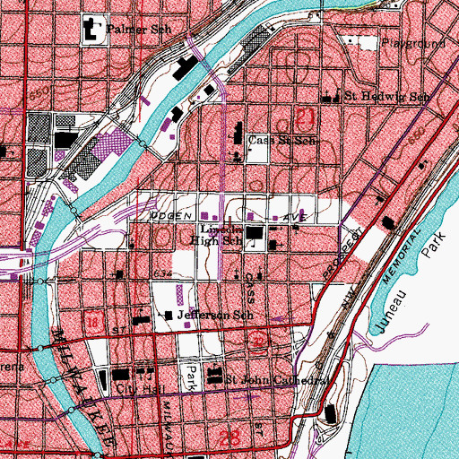 Topographic Map of Saint Joan Antida High School, WI
