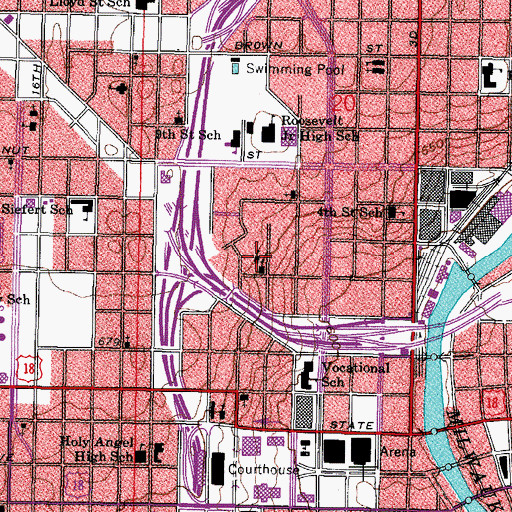 Topographic Map of Saint John Evangelical Lutheran School, WI