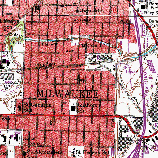 Topographic Map of Saint John Kanty Elementary School, WI