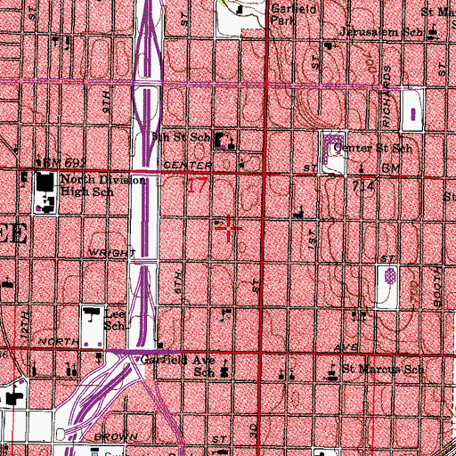 Topographic Map of Saint Johns Baptist Church, WI