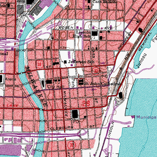 Topographic Map of Tenor High School, WI
