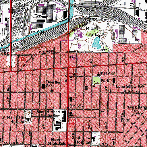 Topographic Map of Saint Johns Episcopal Church, WI