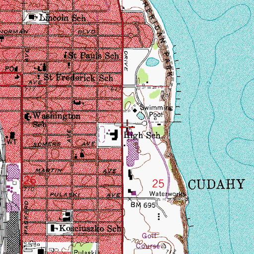 Topographic Map of Saint Johns Evangelical Lutheran Church, WI