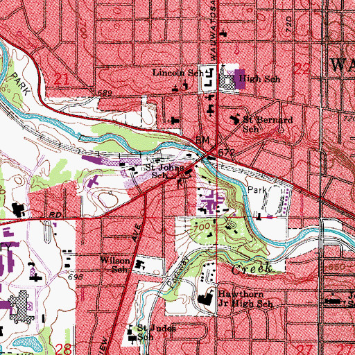 Topographic Map of Saint Johns Evangelical Lutheran Church, WI