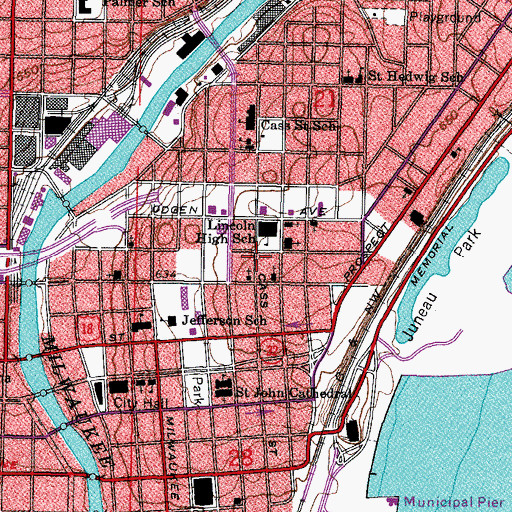 Topographic Map of Saint Johns Home, WI